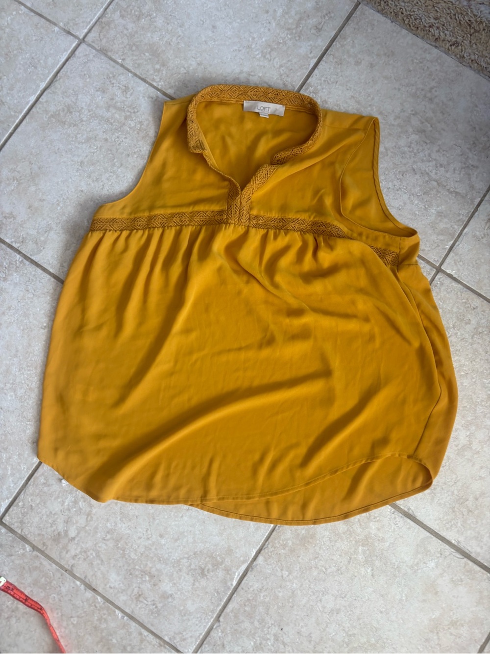LOFT Mustard Lace-Trim Sleeveless Camisole